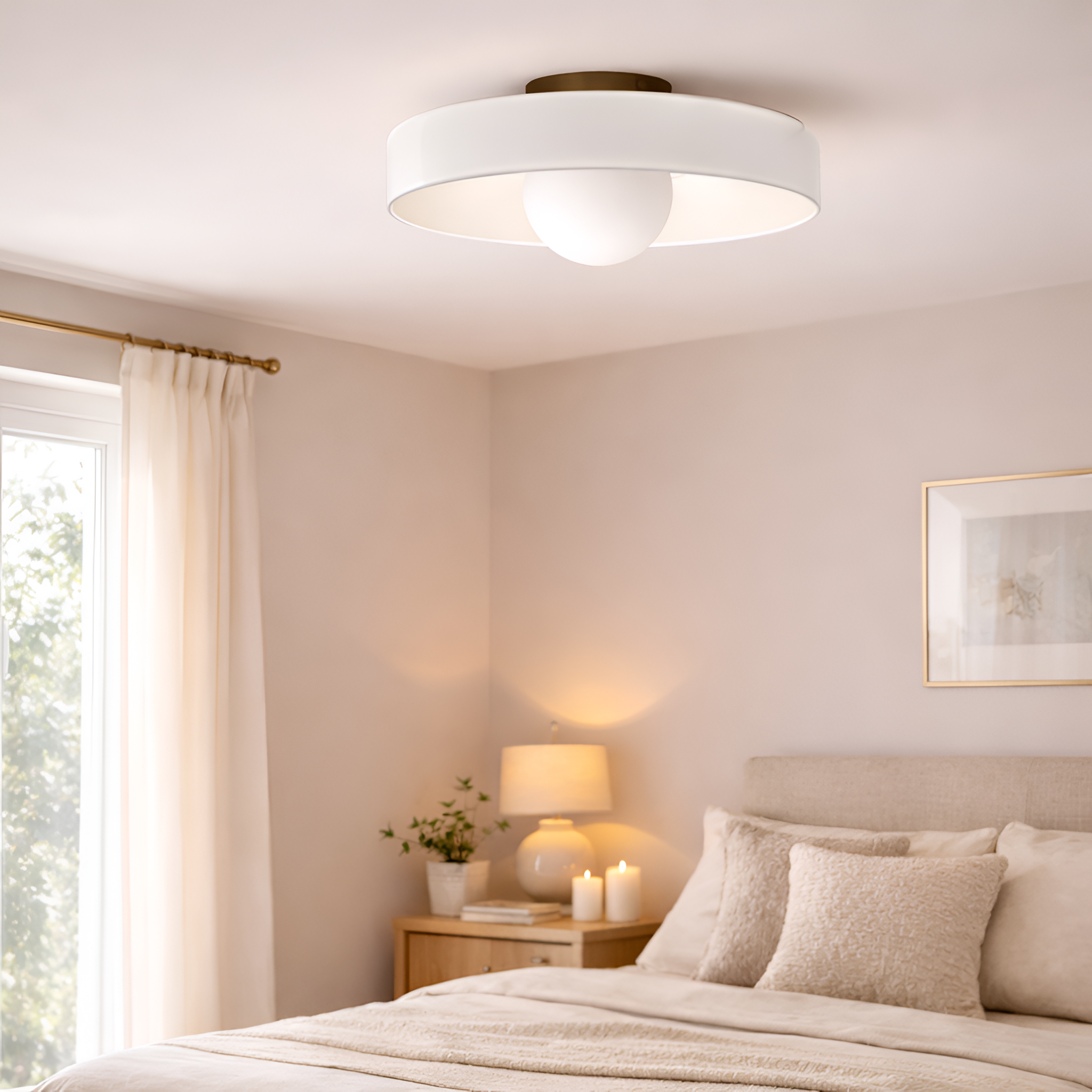 Victor - Scandinavian Design Cream Ceiling Lamp