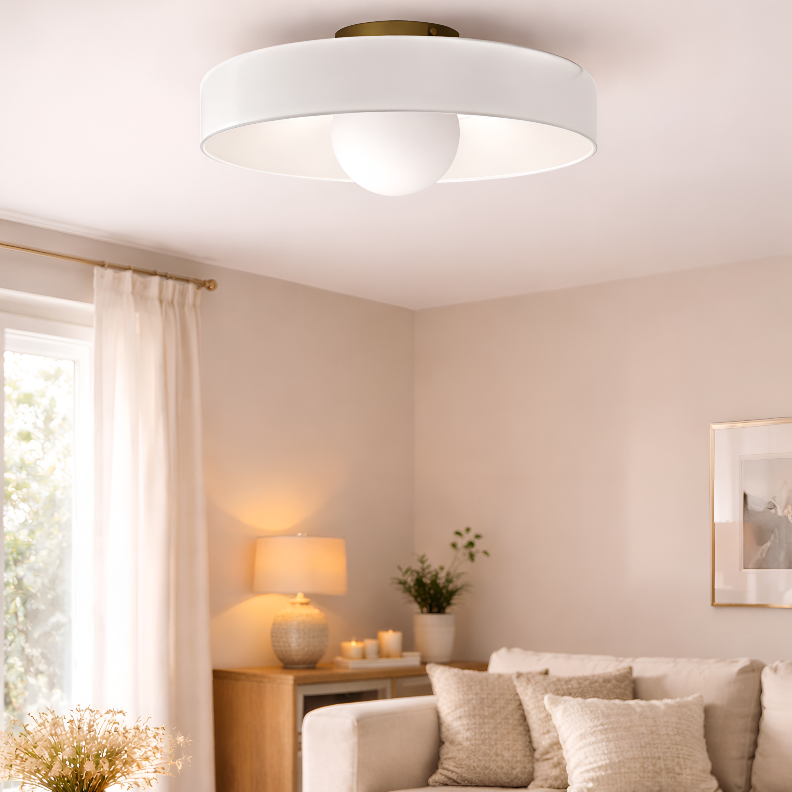 Victor - Scandinavian Design Cream Ceiling Lamp