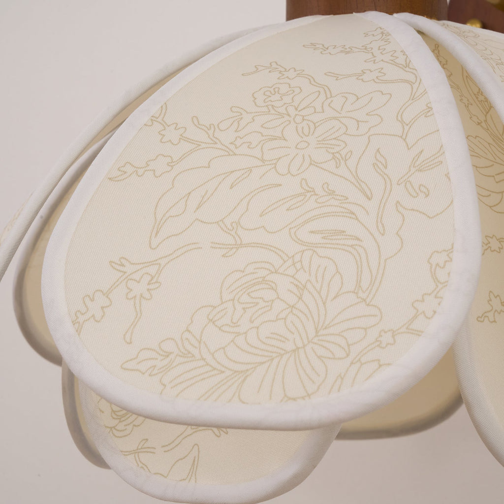 Yuki Floral Wall Sconce in Wood and Fabric