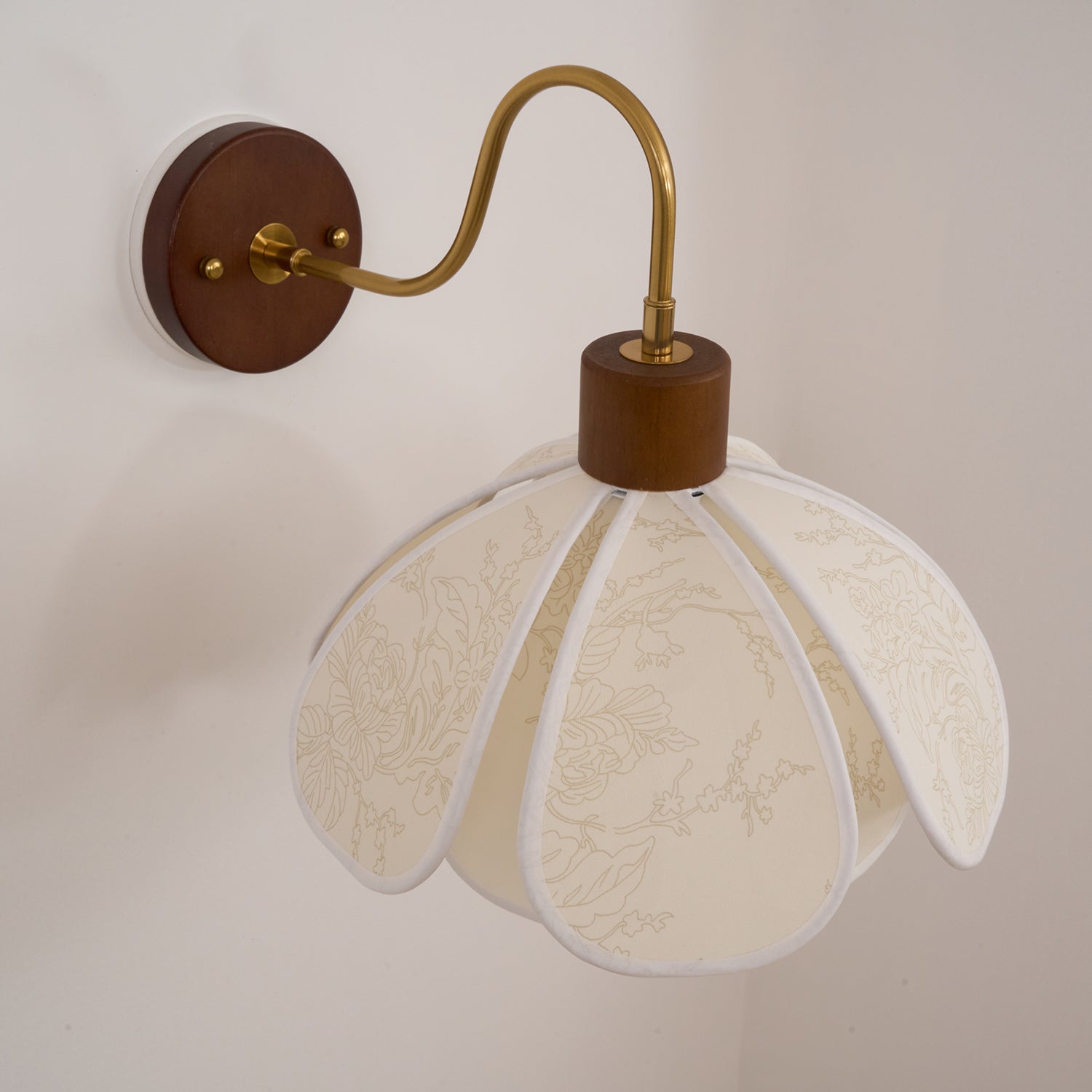 Yuki Floral Wall Sconce in Wood and Fabric