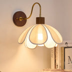 Yuki Floral Wall Sconce in Wood and Fabric