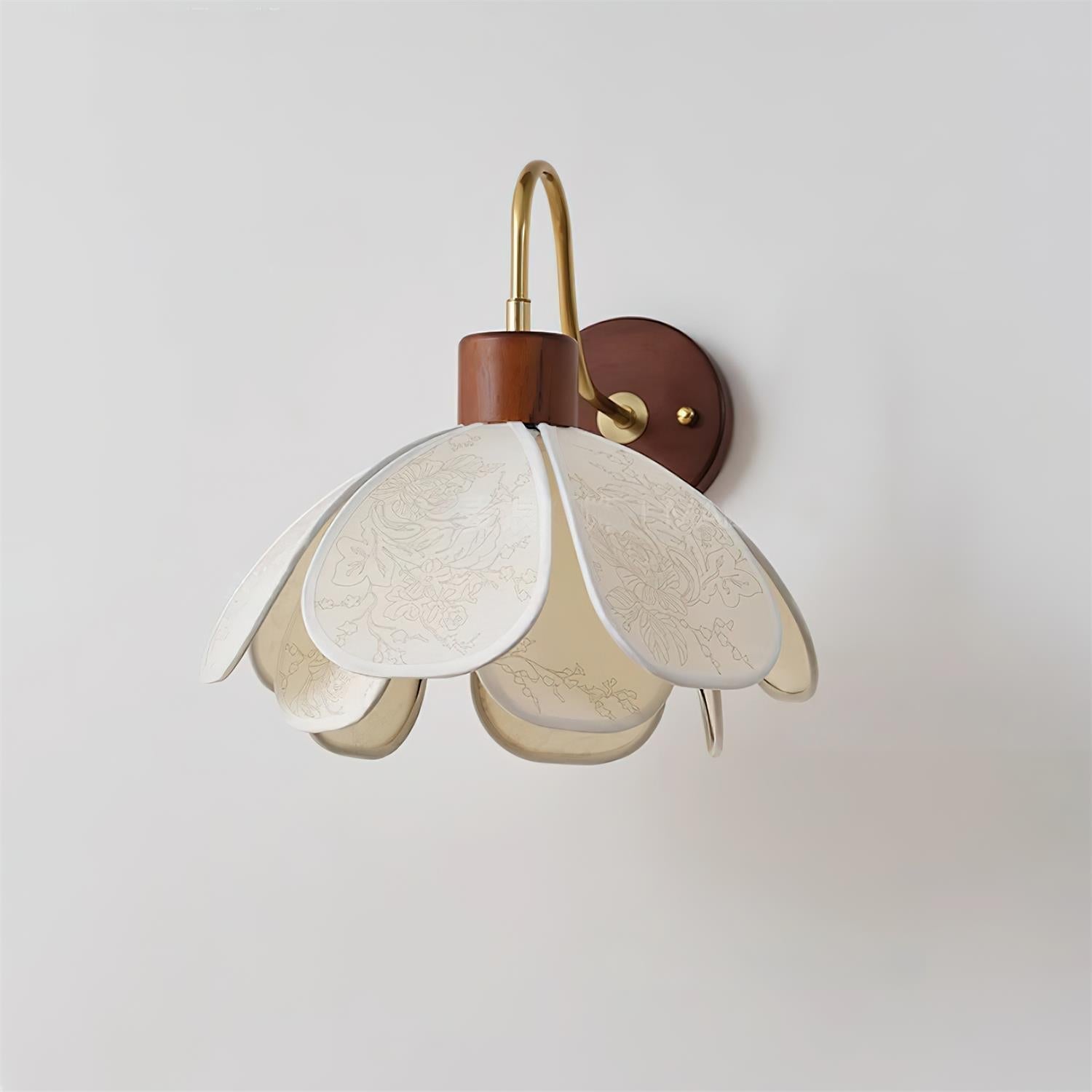 Yuki Floral Wall Sconce in Wood and Fabric