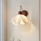Yuki Floral Wall Sconce in Wood and Fabric