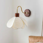 Yuki Floral Wall Sconce in Wood and Fabric