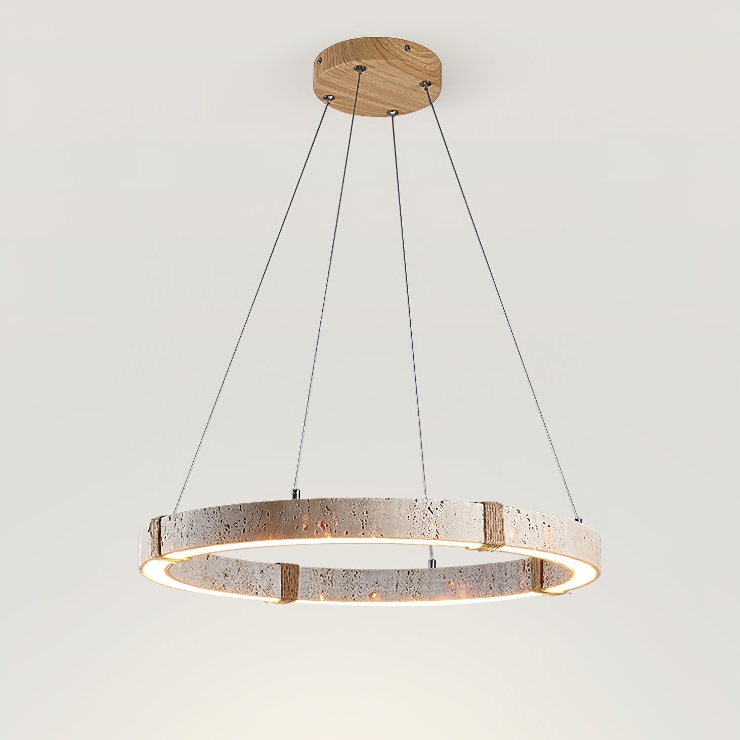 Lumae Ring-Shaped Suspension in Travertine Stone