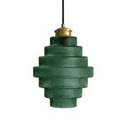 Clarity Antique Brass Striped Stained Glass Bottle Pendant Light