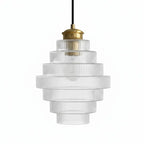 Clarity Antique Brass Striped Stained Glass Bottle Pendant Light