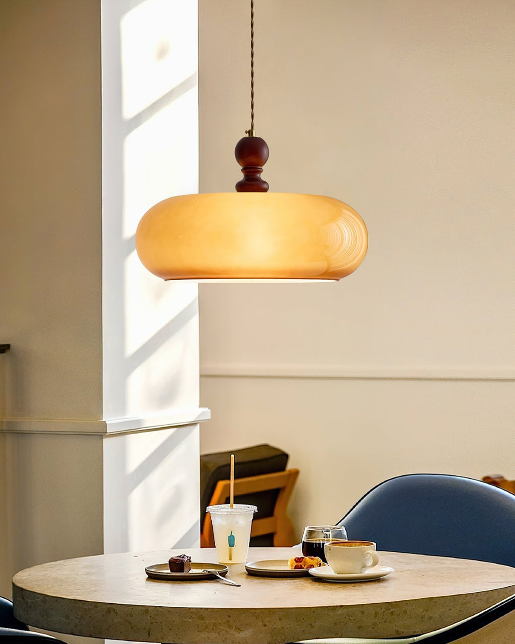 Eldom Suspension with Amber Glass Shade