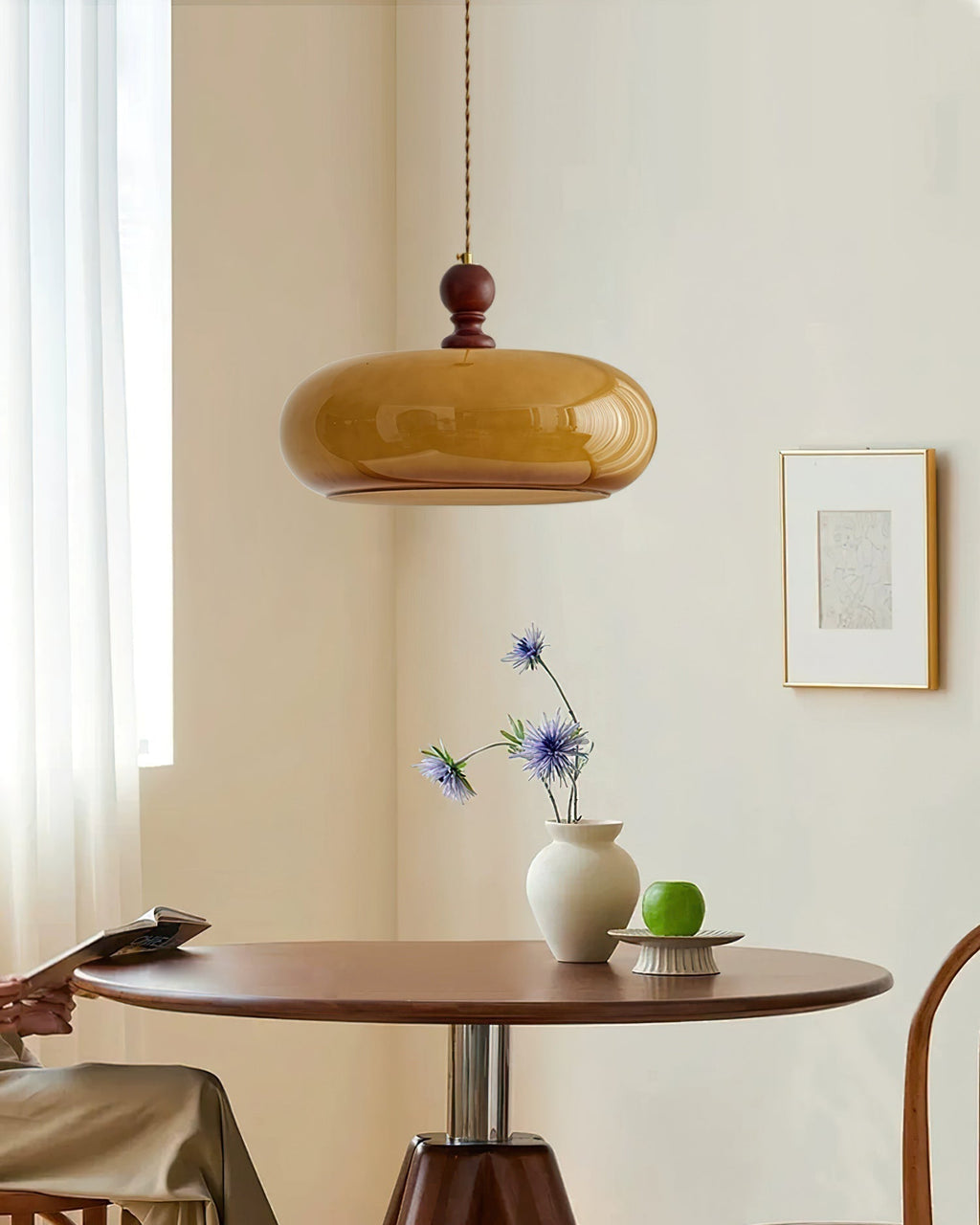 Eldom Suspension with Amber Glass Shade