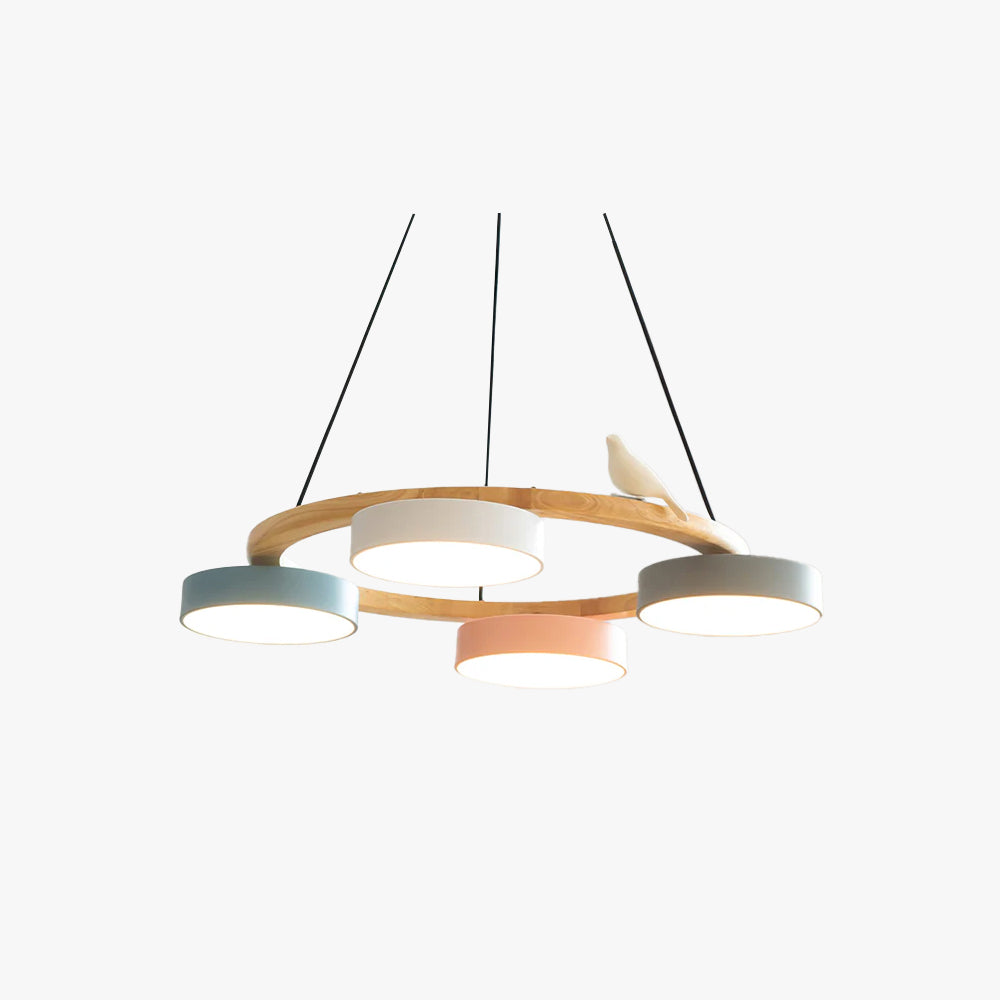 Cliff Round Chandelier with Bird