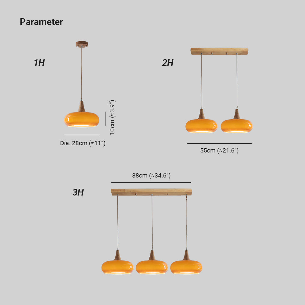 Charlotte Wood Suspension 1/2/3 Lamps