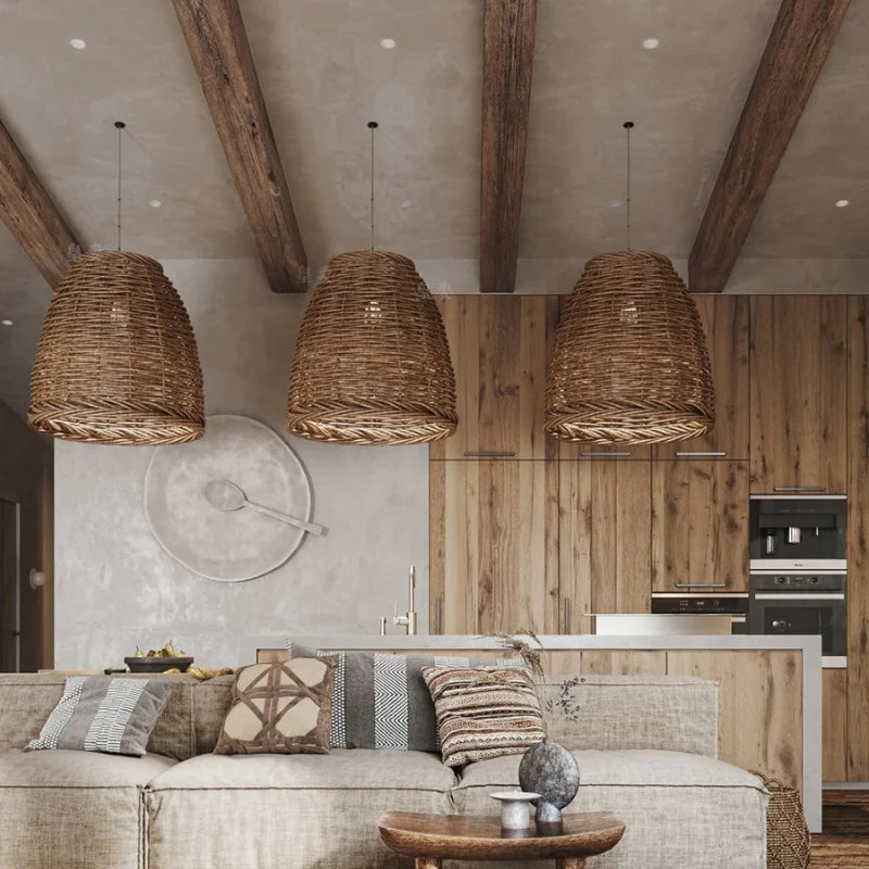 Ritta Vintage Woven Rattan LED Pendant Light for Living Room/Bedroom
