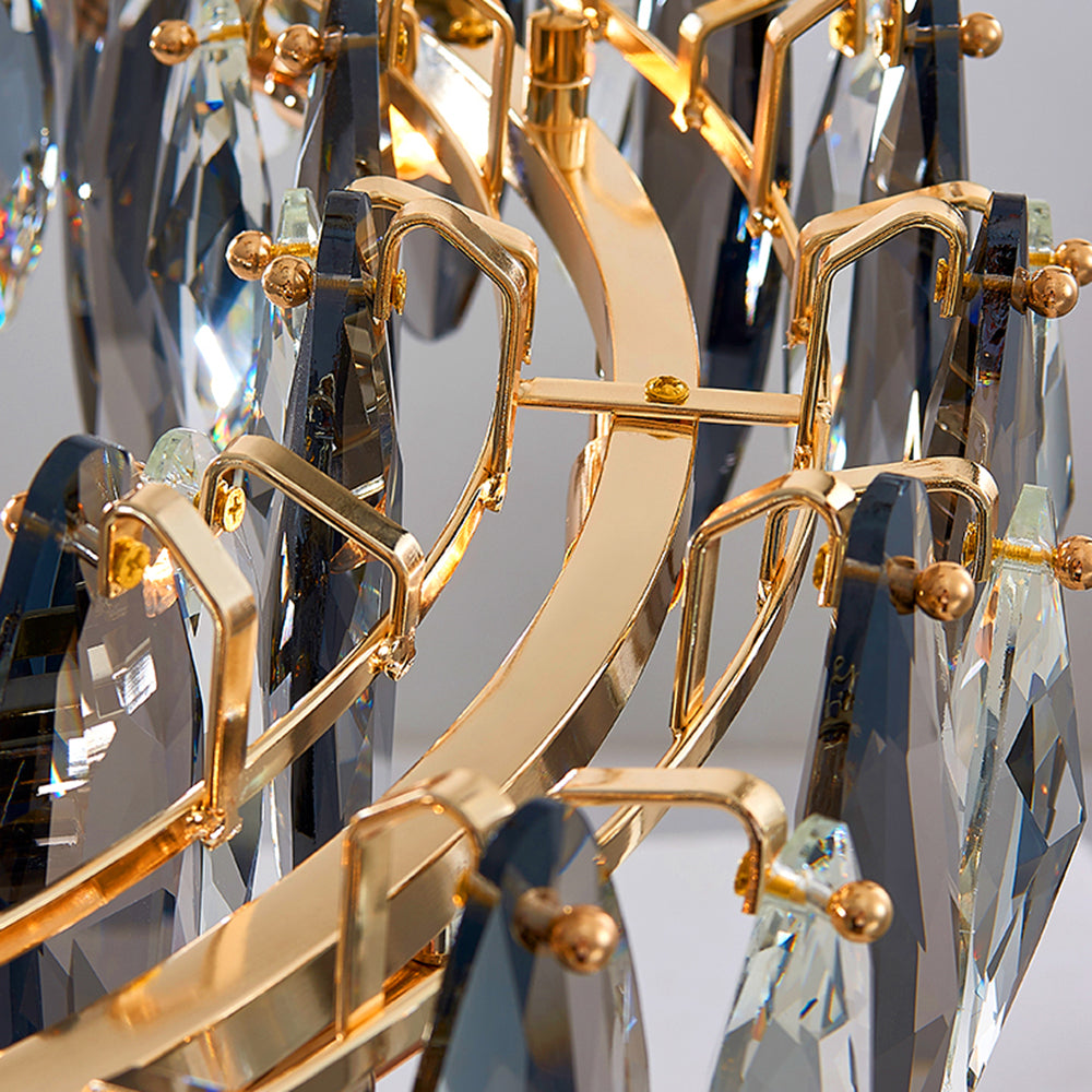 Kristy Modern Annular Metal Crystal Pendant Light, Gold