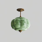 Eldio Semi-Recessed Ceiling Lamp in Green Glass