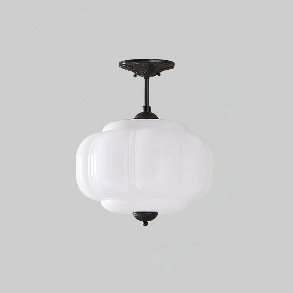 Eldio Semi-Recessed Ceiling Lamp in Green Glass
