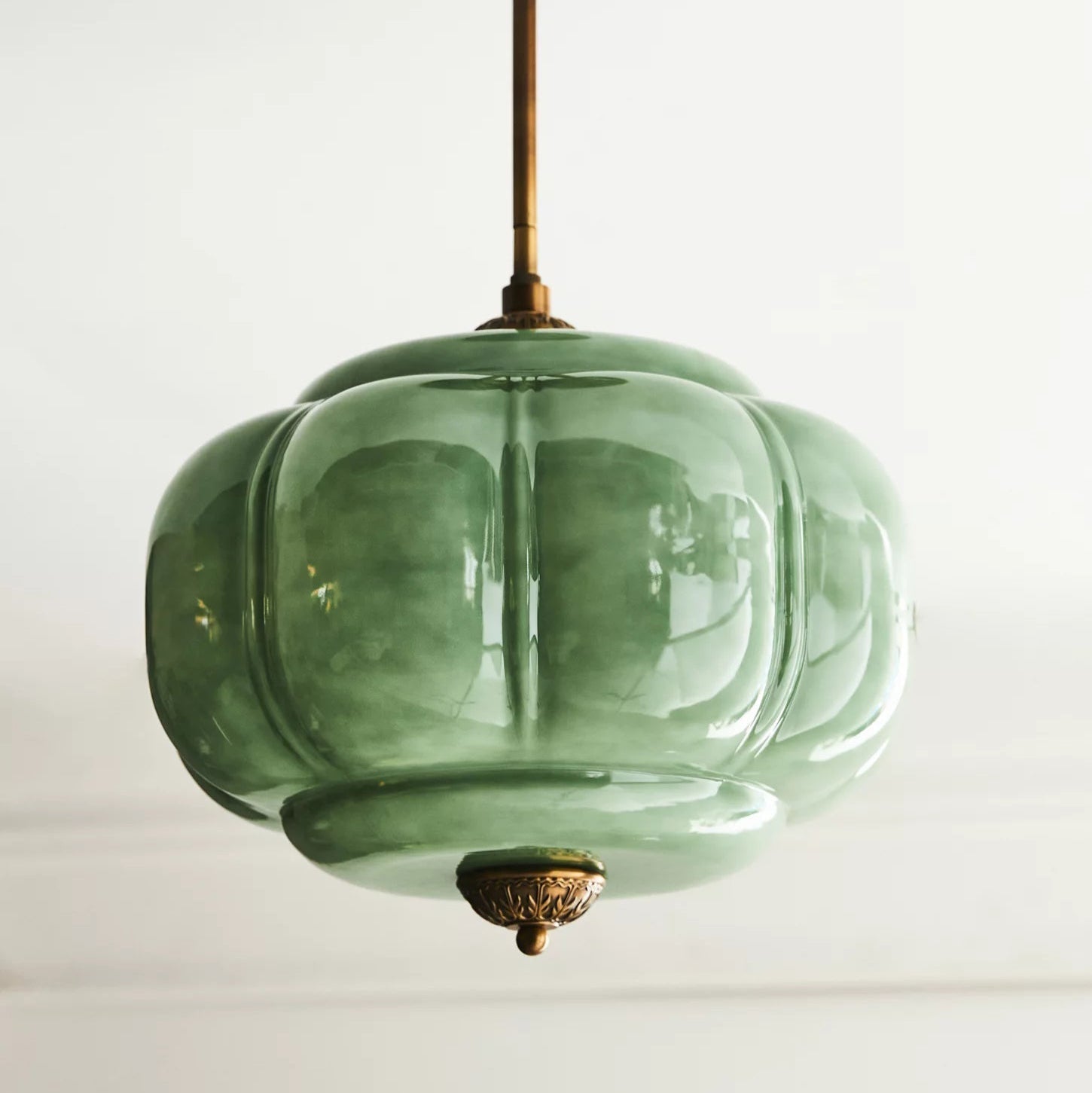 Eldio Semi-Recessed Ceiling Lamp in Green Glass