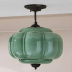 Eldio Semi-Recessed Ceiling Lamp in Green Glass