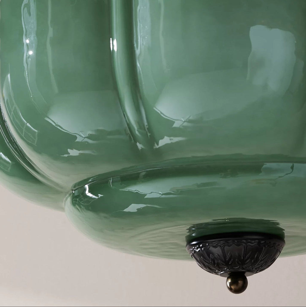 Eldio Semi-Recessed Ceiling Lamp in Green Glass