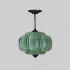 Eldio Semi-Recessed Ceiling Lamp in Green Glass