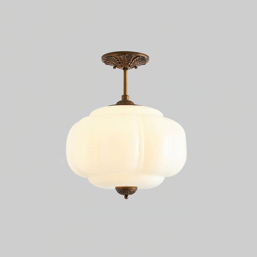 Eldio Semi-Recessed Ceiling Lamp in Green Glass