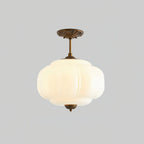 Eldio Semi-Recessed Ceiling Lamp in Green Glass