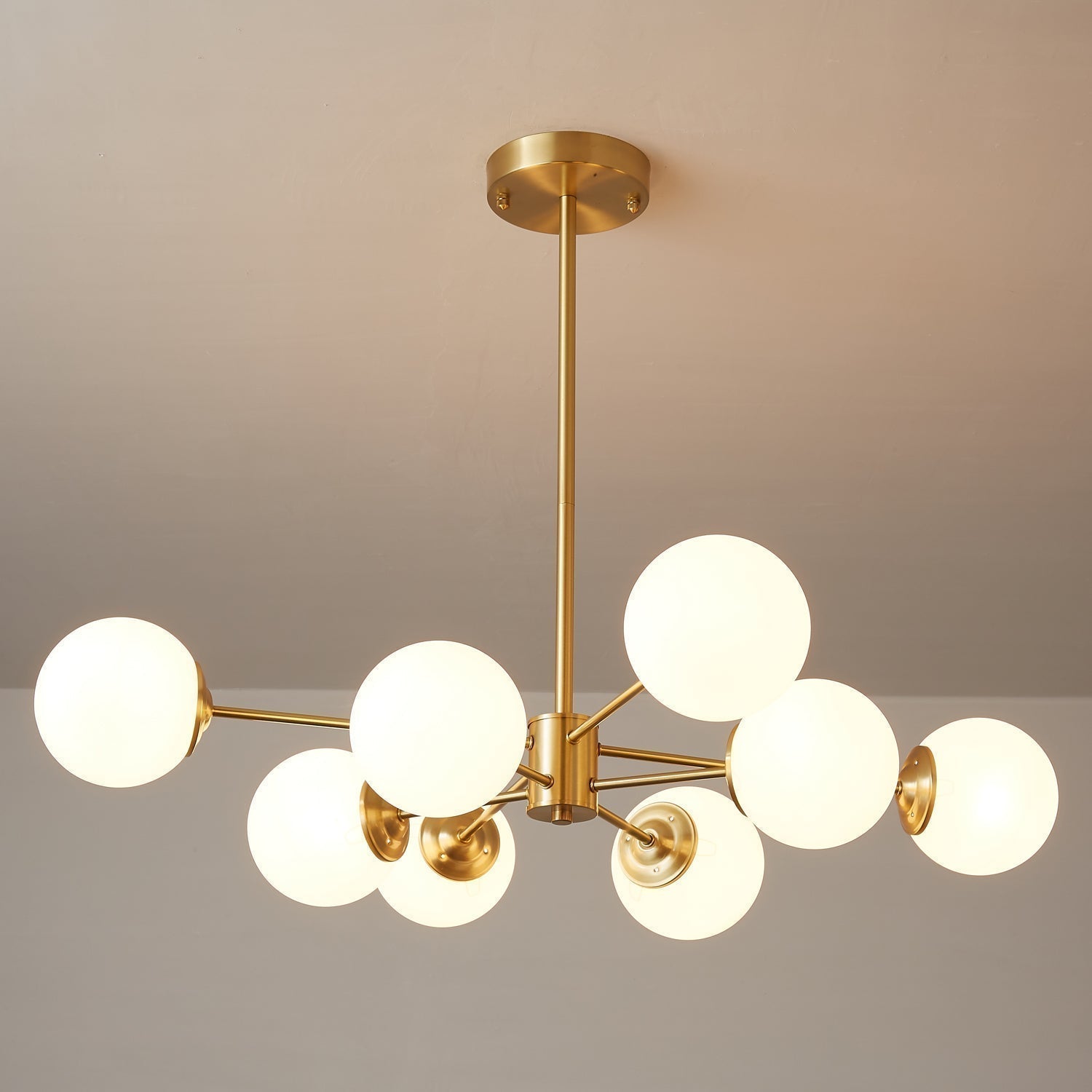 Elysium Brass Frosted Balls Chandelier