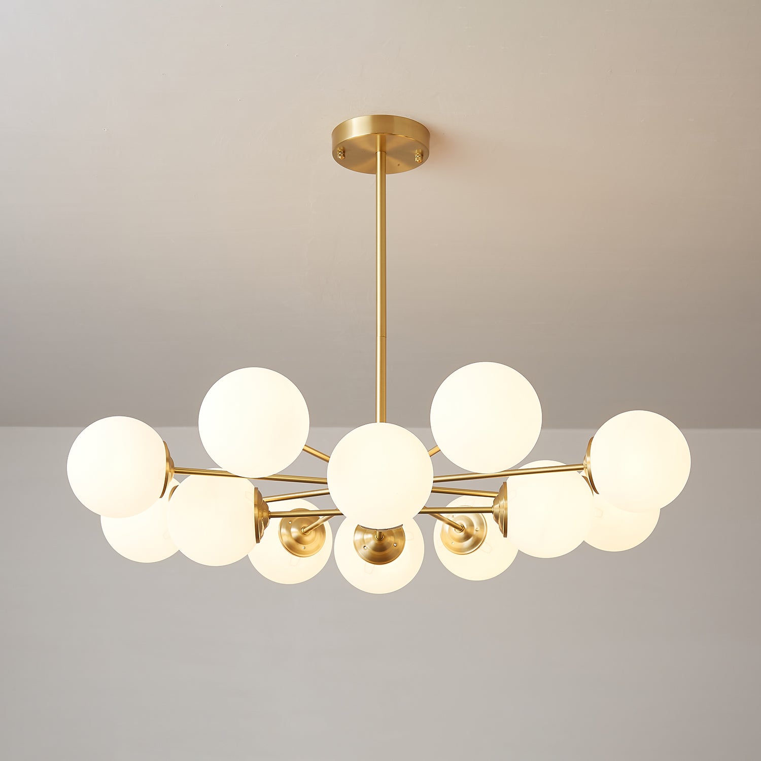 Elysium Brass Frosted Balls Chandelier