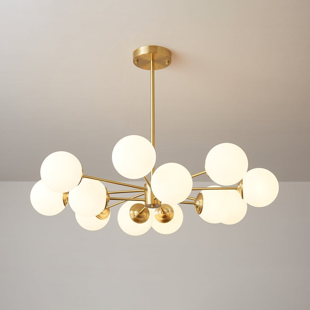 Elysium Brass Frosted Balls Chandelier