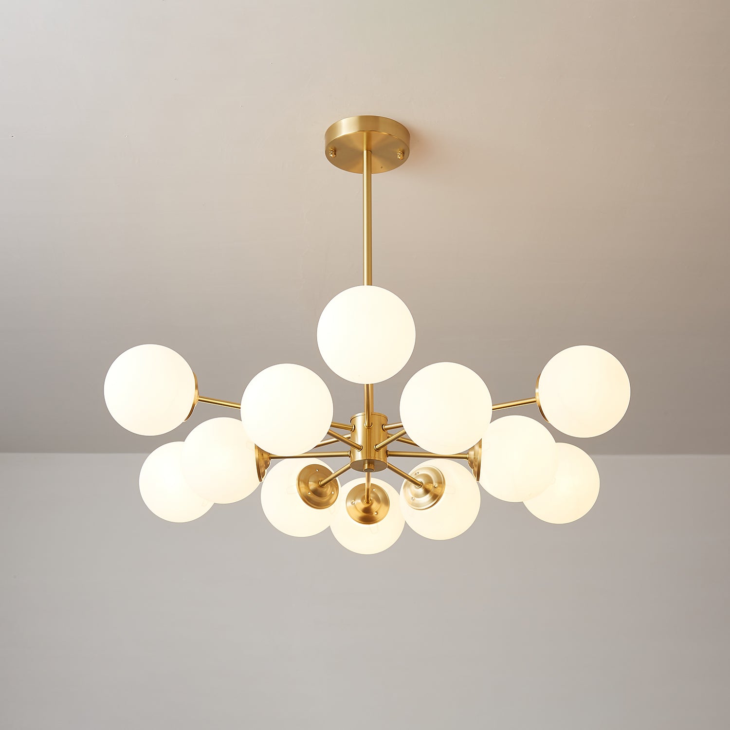Elysium Brass Frosted Balls Chandelier