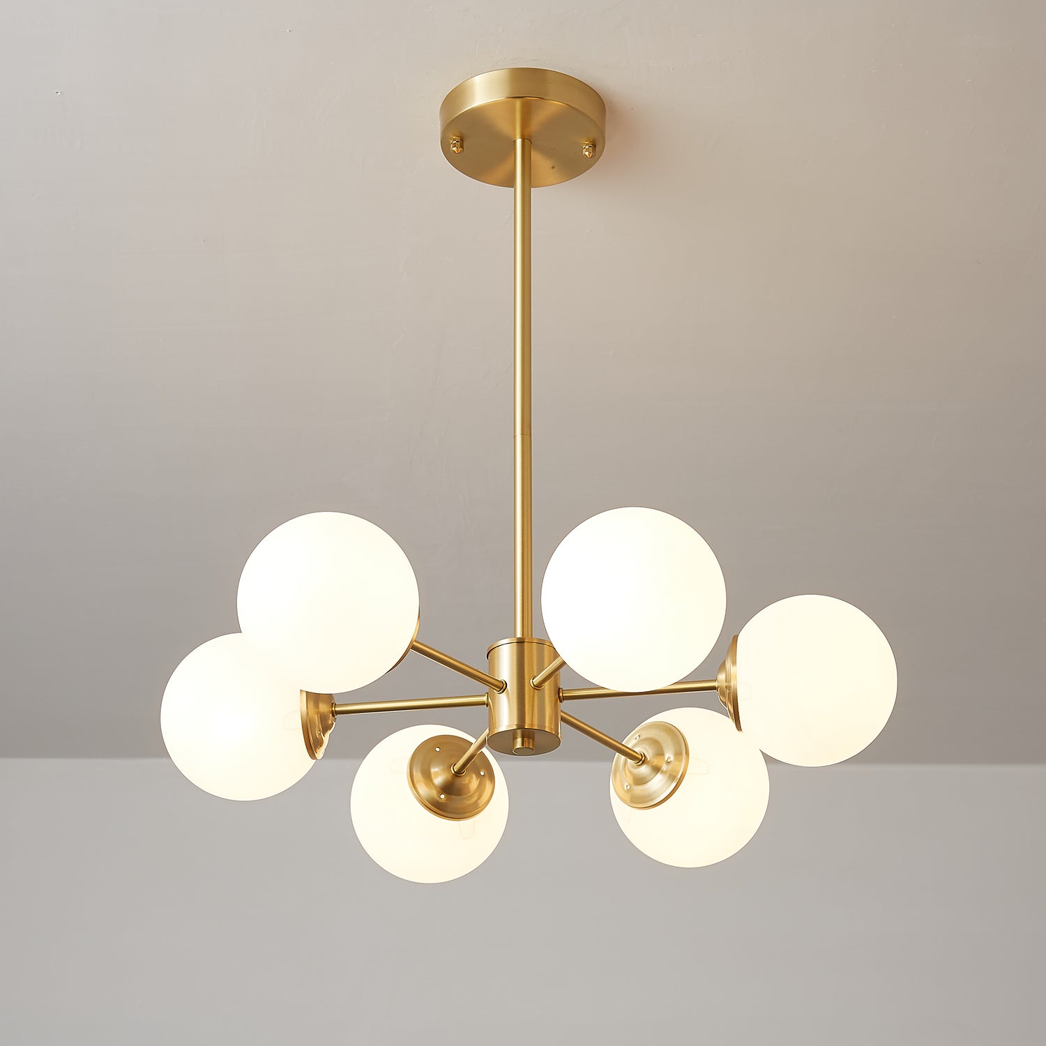 Elysium Brass Frosted Balls Chandelier