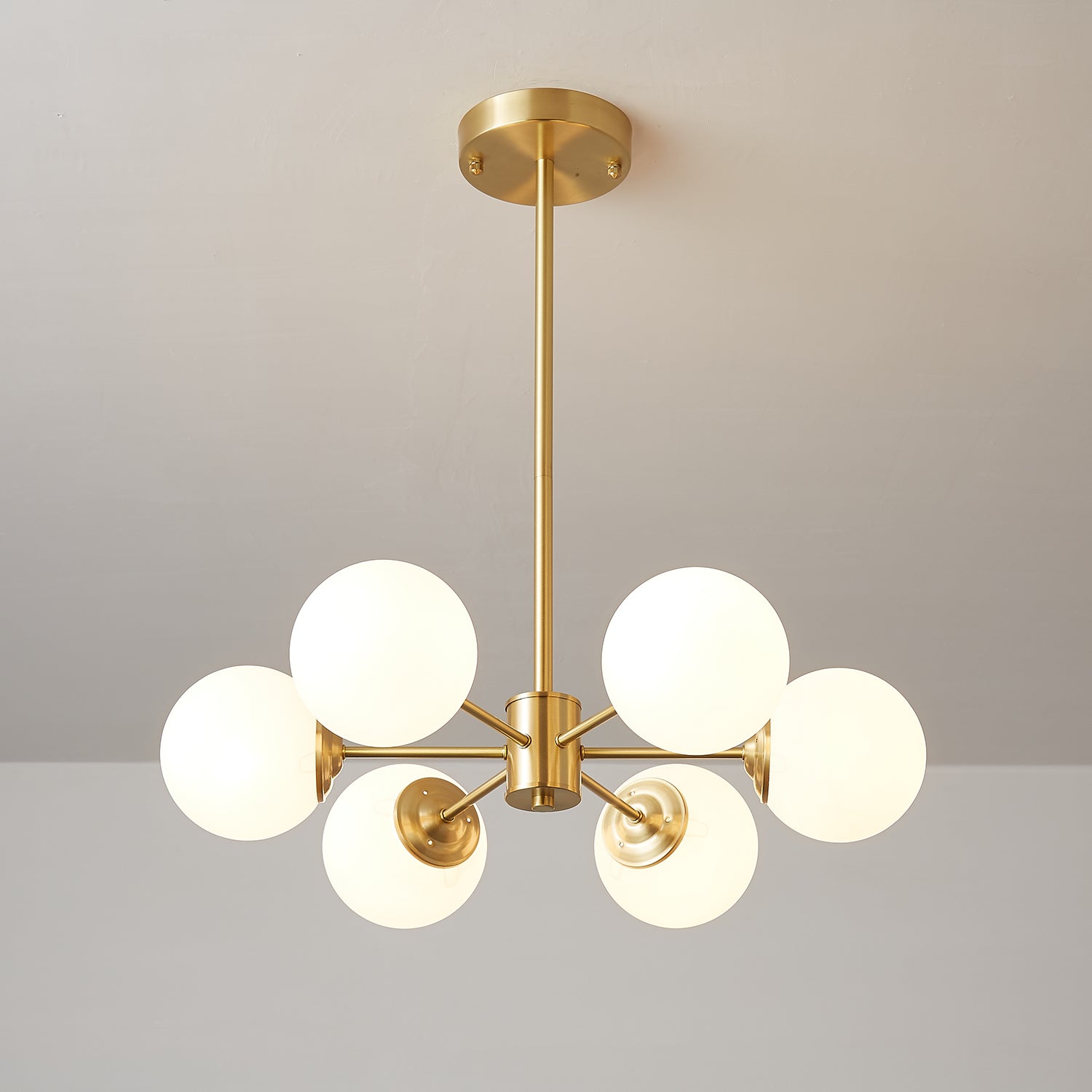 Elysium Brass Frosted Balls Chandelier