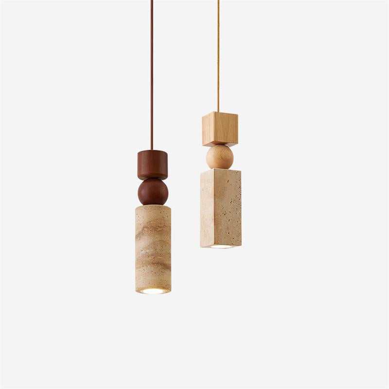 Geometric Suspension Wood Travertine Minimalist Nordic Hanging