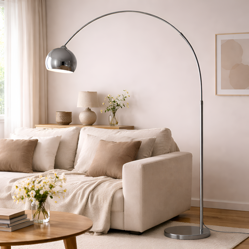 Alvise - Modern Nordic Chrome LED Floor Lamp