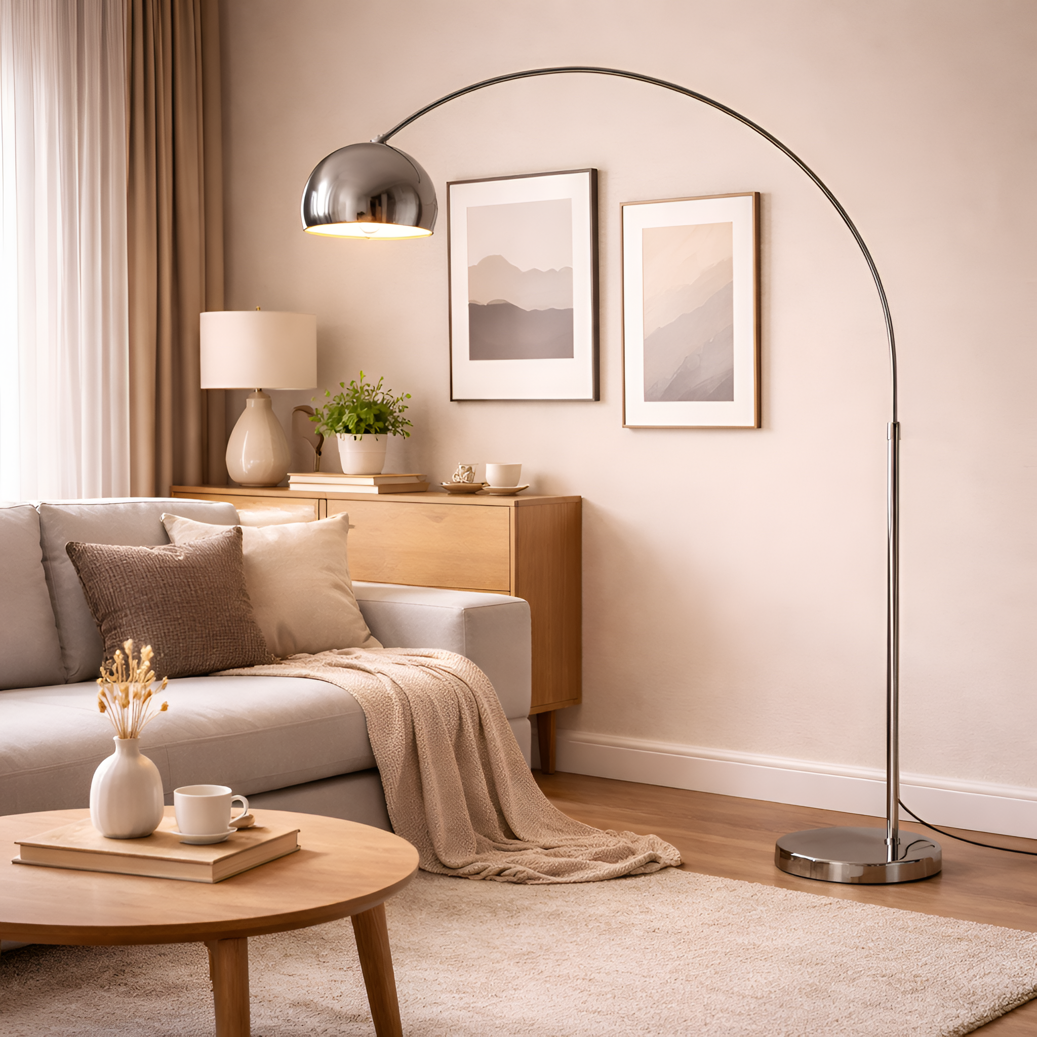 Alvise - Modern Nordic Chrome LED Floor Lamp