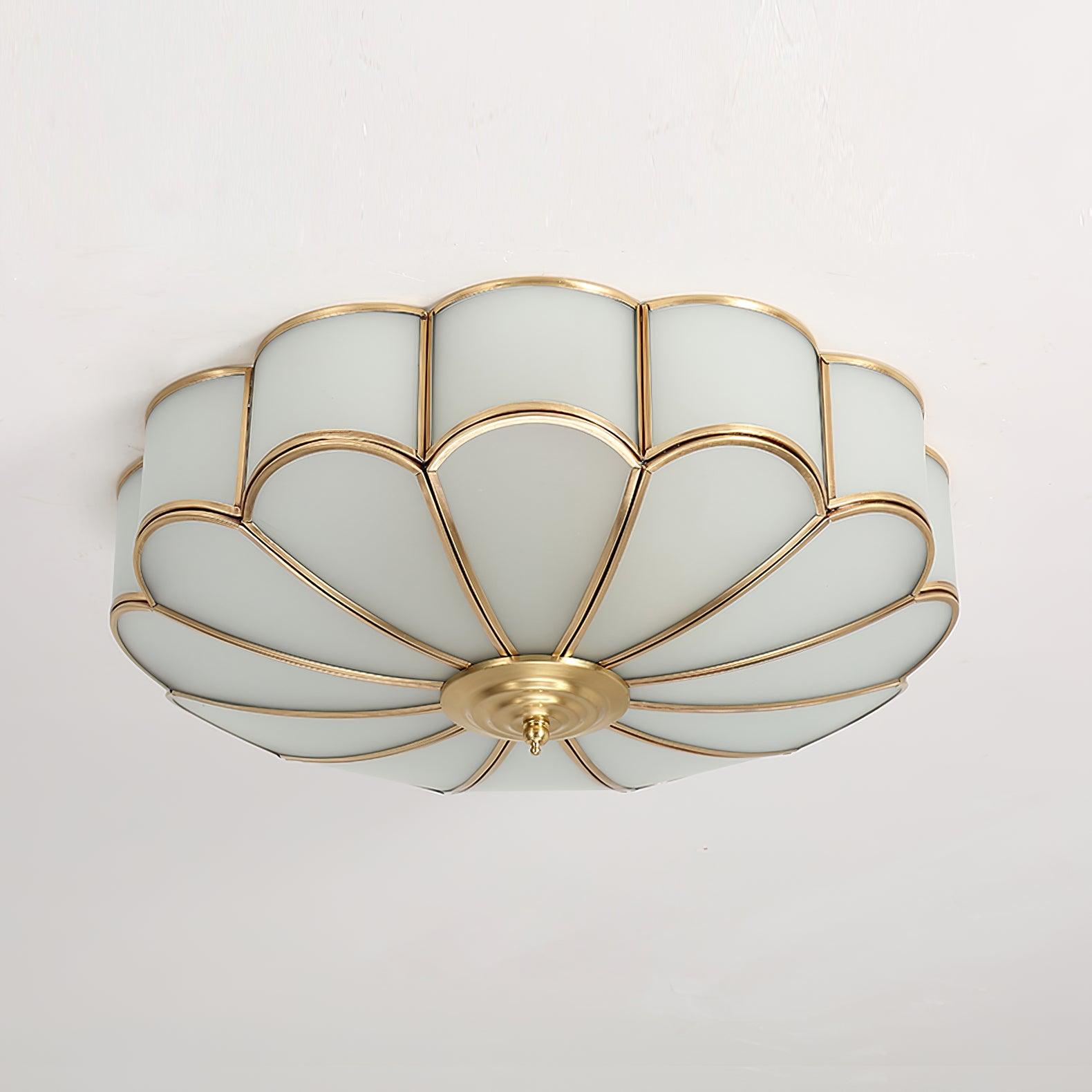 Ulira Ceiling Light Flower Shape Frosted Glass Brass