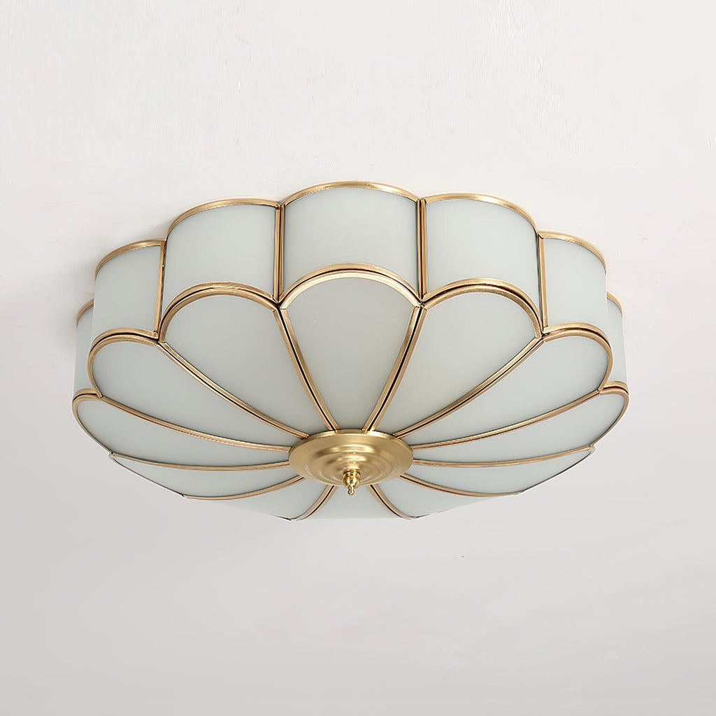 Ulira Ceiling Light Flower Shape Frosted Glass Brass