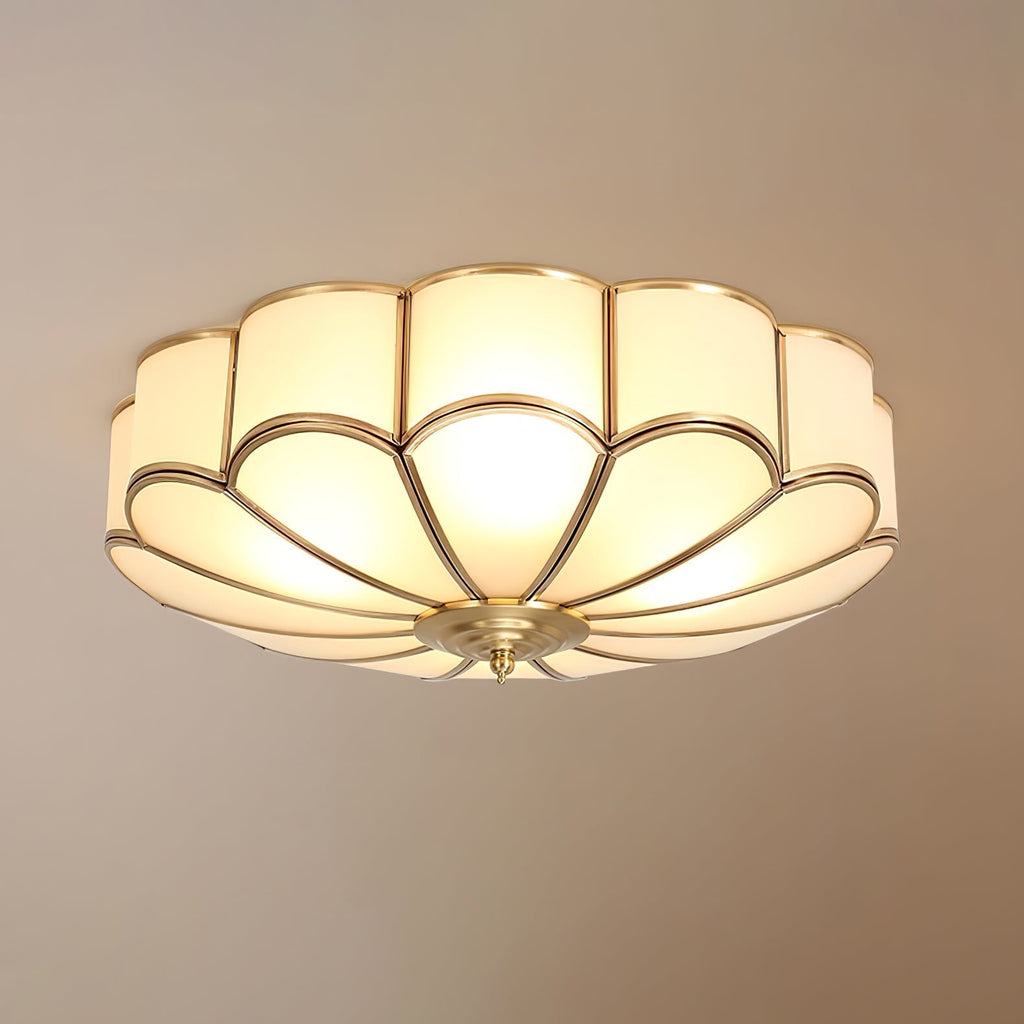 Ulira Ceiling Light Flower Shape Frosted Glass Brass