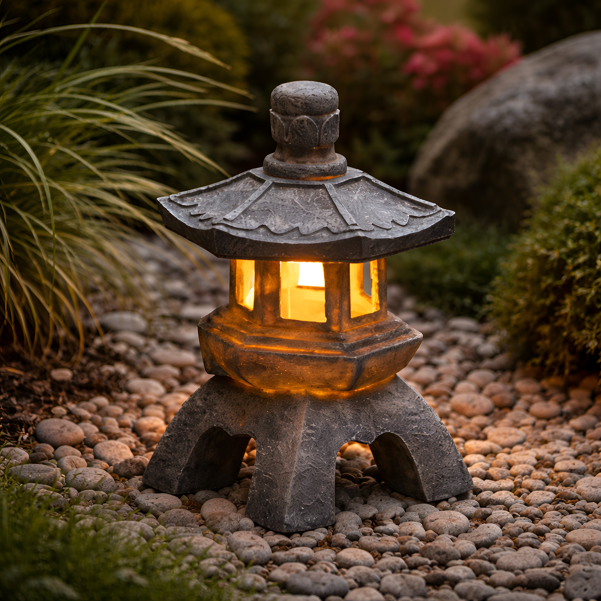 Darth - Solar LED Pagoda Lantern Garden Statue Light