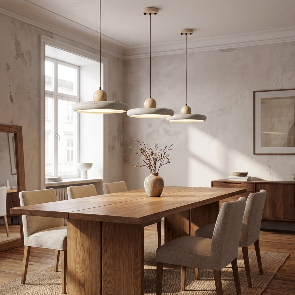 Travertine Wood Pendant Light