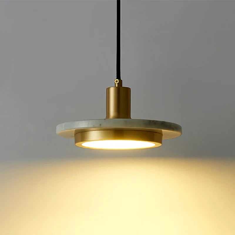Modern Hanging Lamp with Marble Style Detail