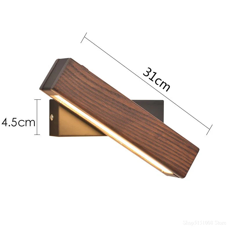 Wooden Adjustable LED Wall Lamp for Reading