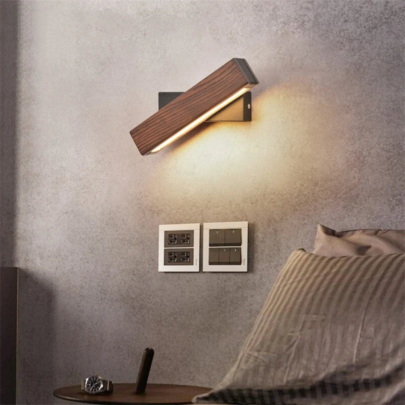 Wooden Adjustable LED Wall Lamp for Reading
