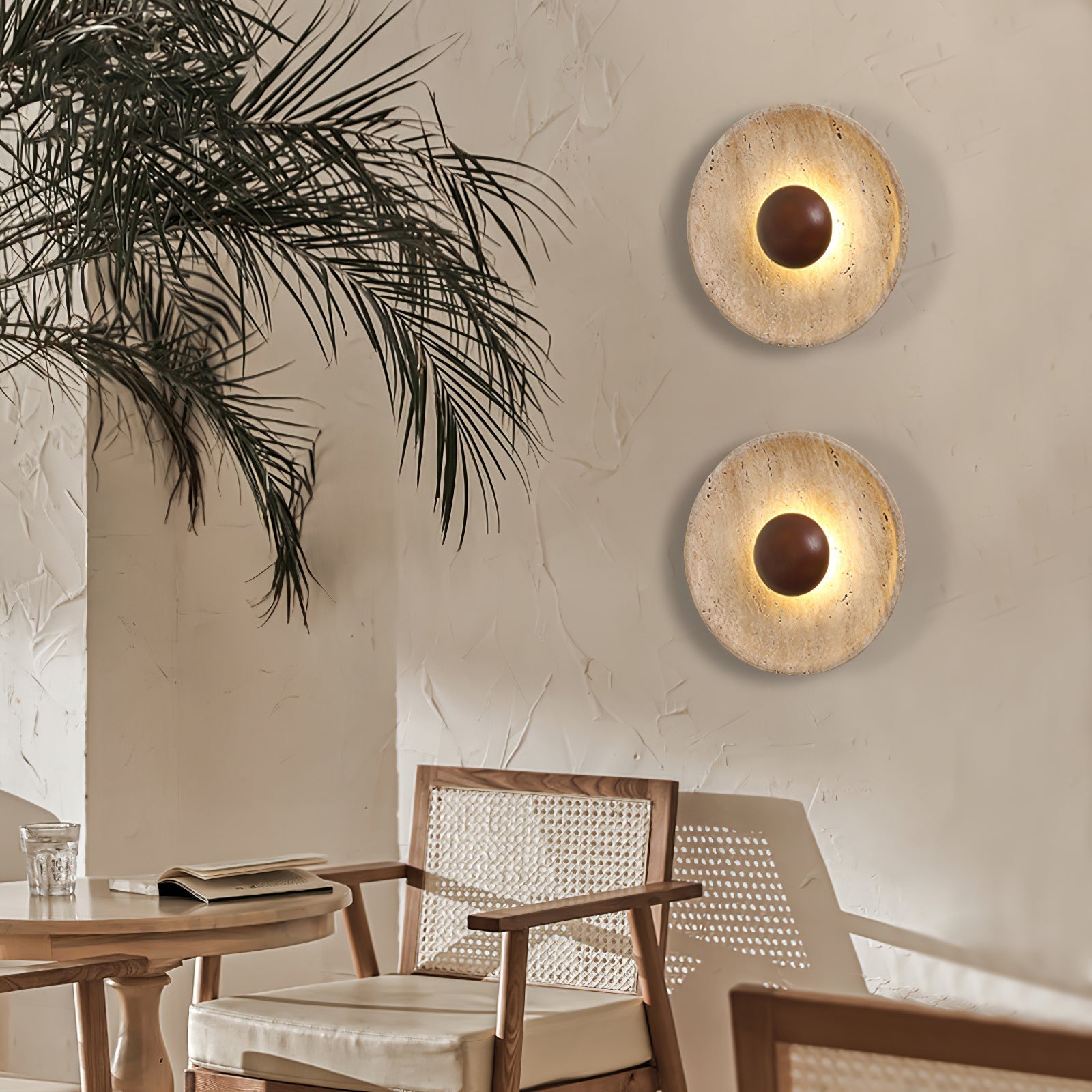 Aveny Sun Travertine Wall Lamp