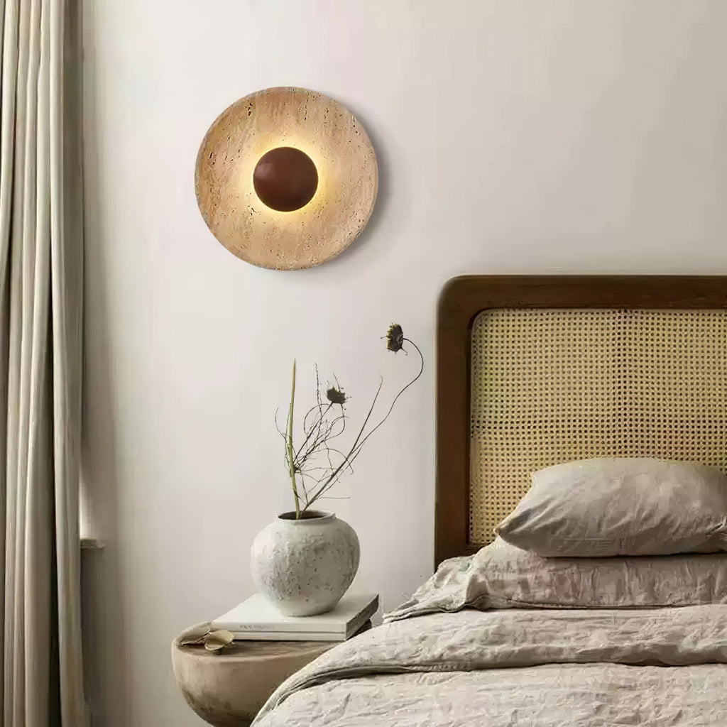 Aveny Sun Wall Sconce in Travertine