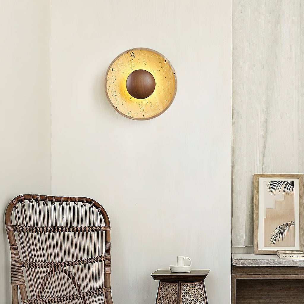 Aveny Sun Wall Sconce in Travertine