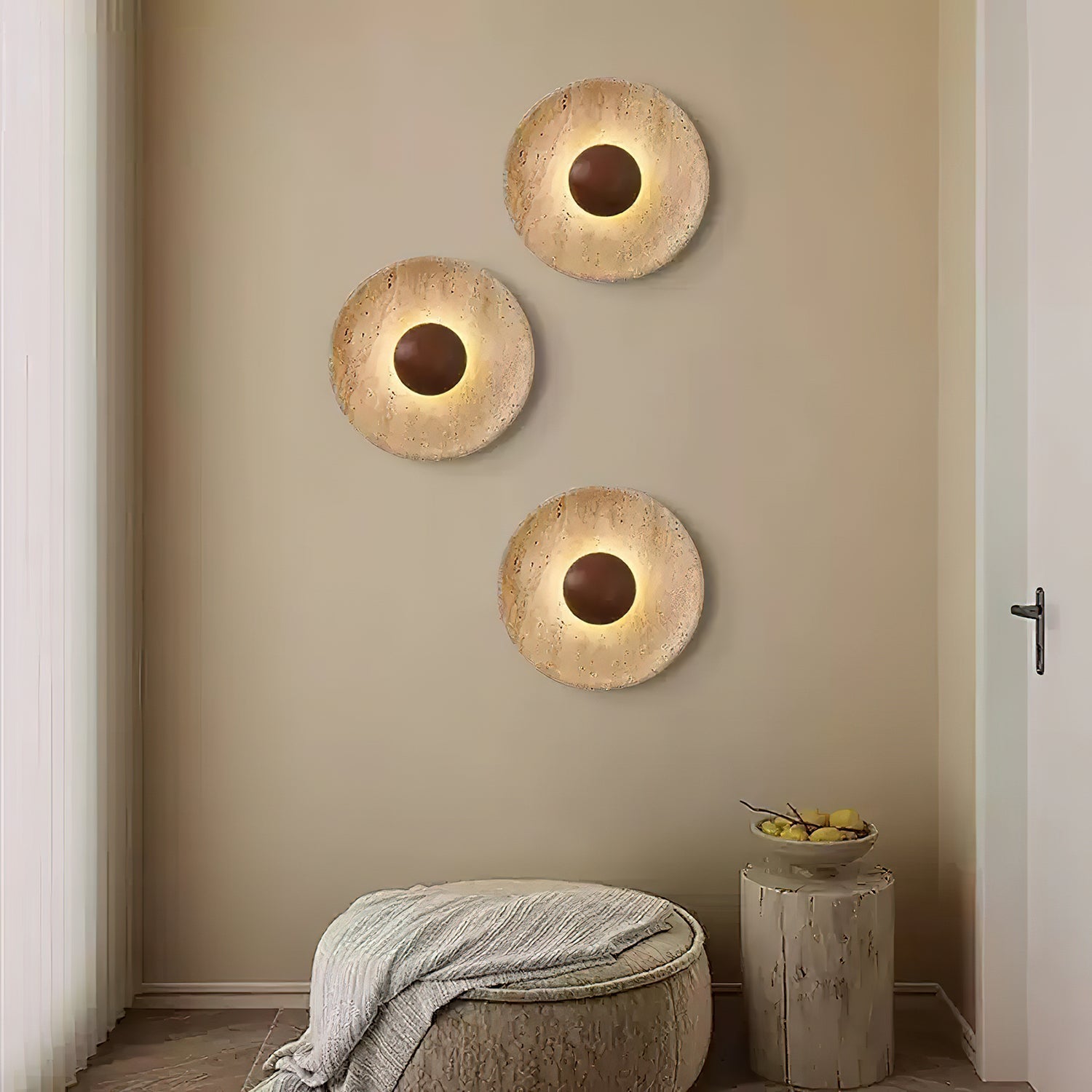 Aveny Sun Wall Sconce in Travertine