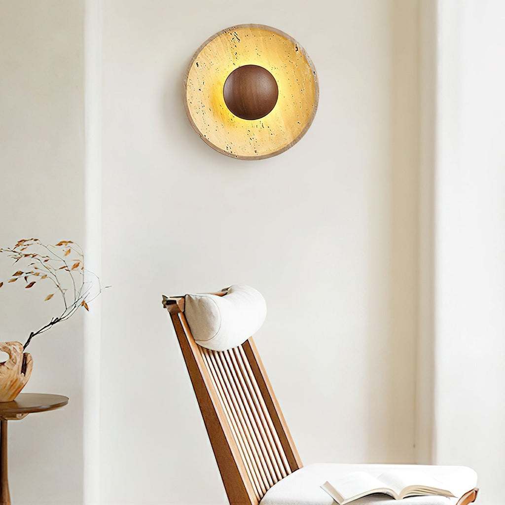 Aveny Sun Travertine Wall Lamp