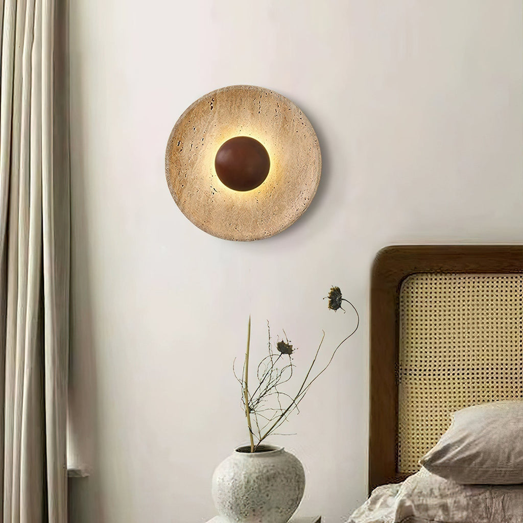 Aveny Sun Wall Sconce in Travertine