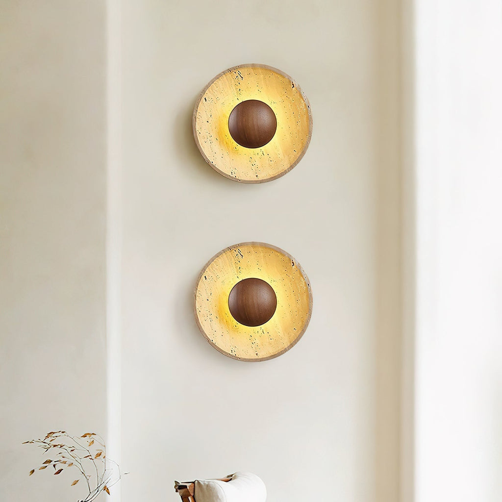 Aveny Sun Travertine Wall Lamp