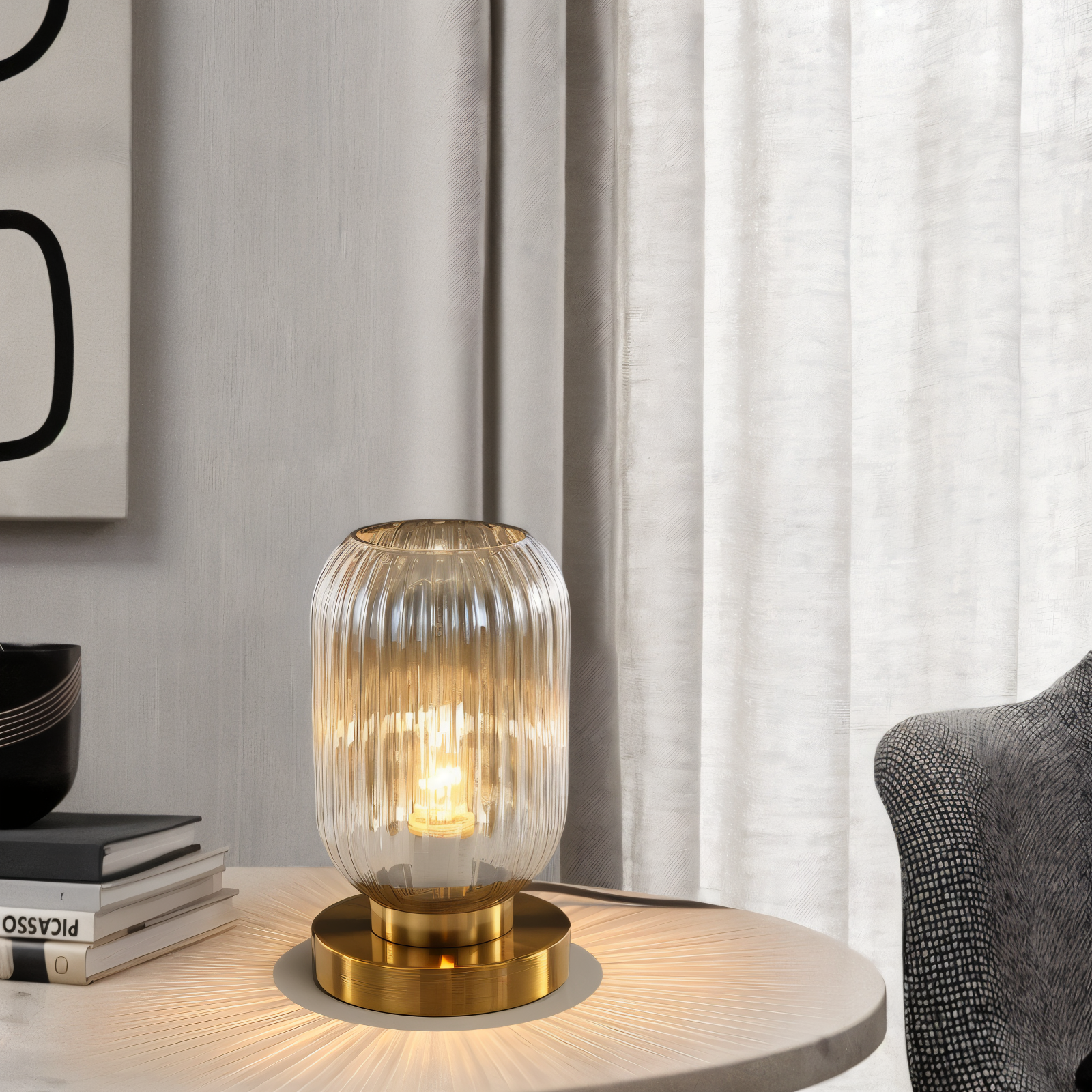Oriantha - Nordic Table Lamp with Ribbed Glass